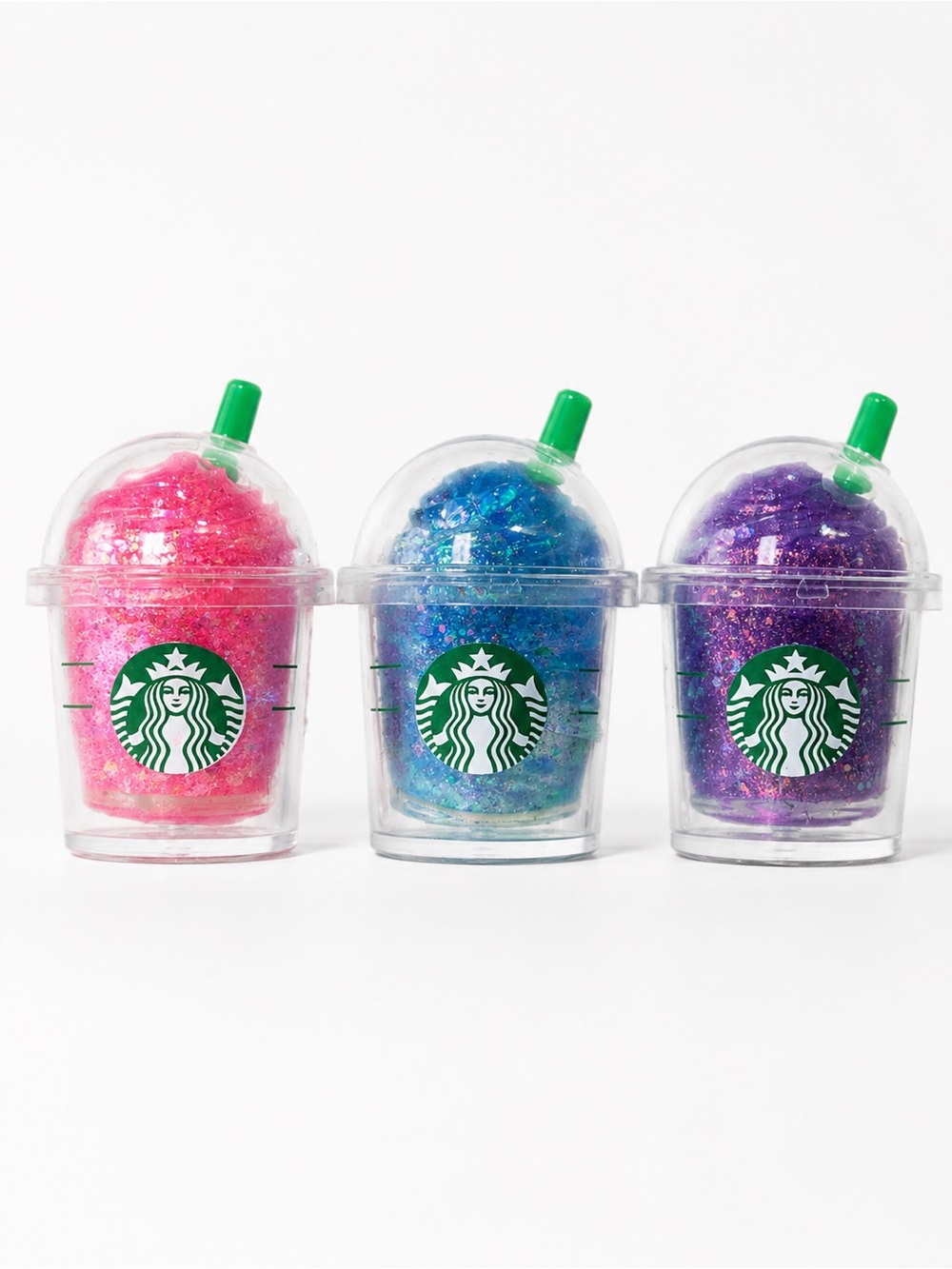 Starbucks Cup Glitter Squishy Novelty Fidget Toy Set of 3 Mini Sensory Toys